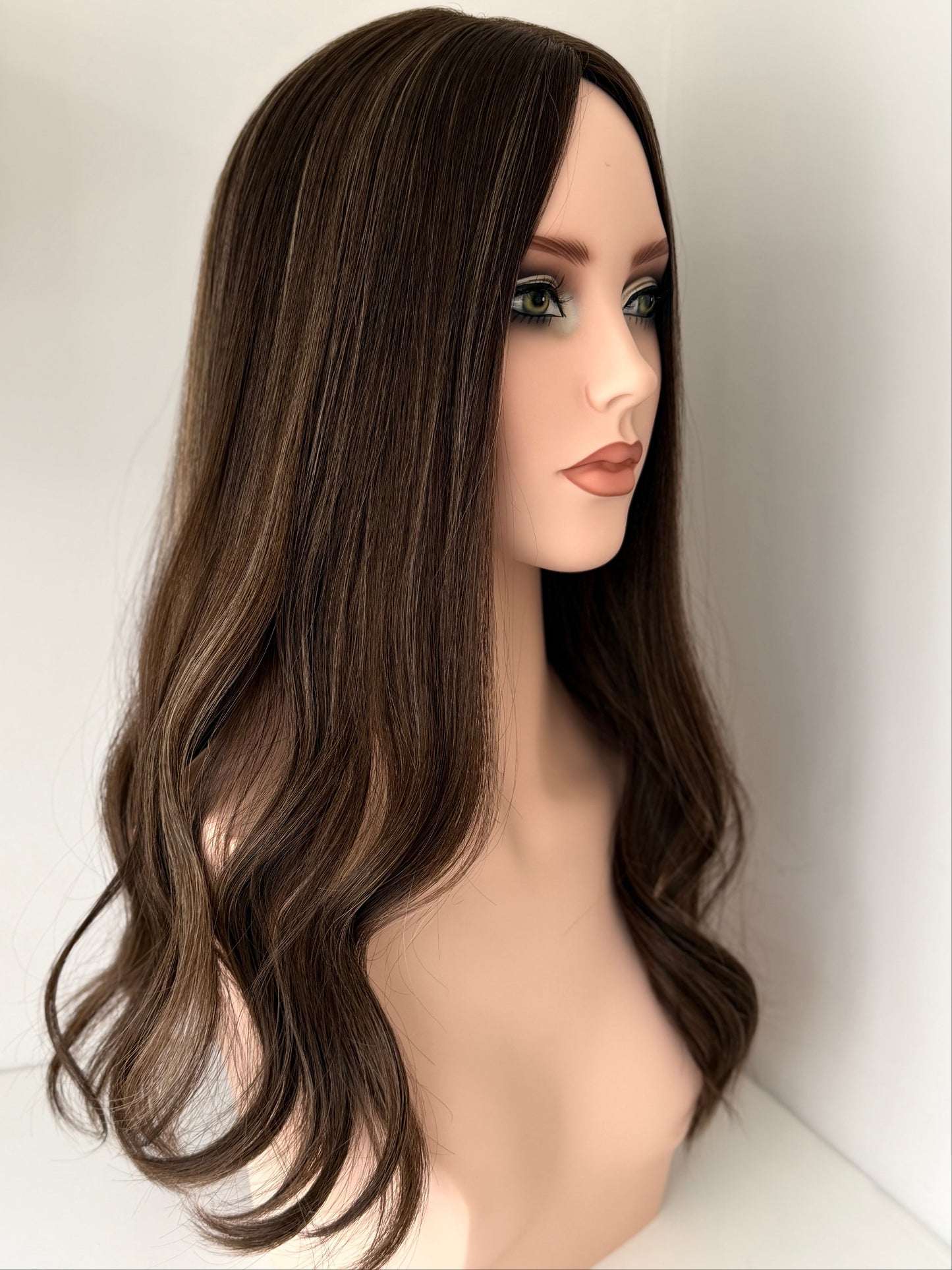 Sorrento Glow luxury human hair silk base topper by Tresselle London, designed for natural crown density, discreet fullness and seamless blending.