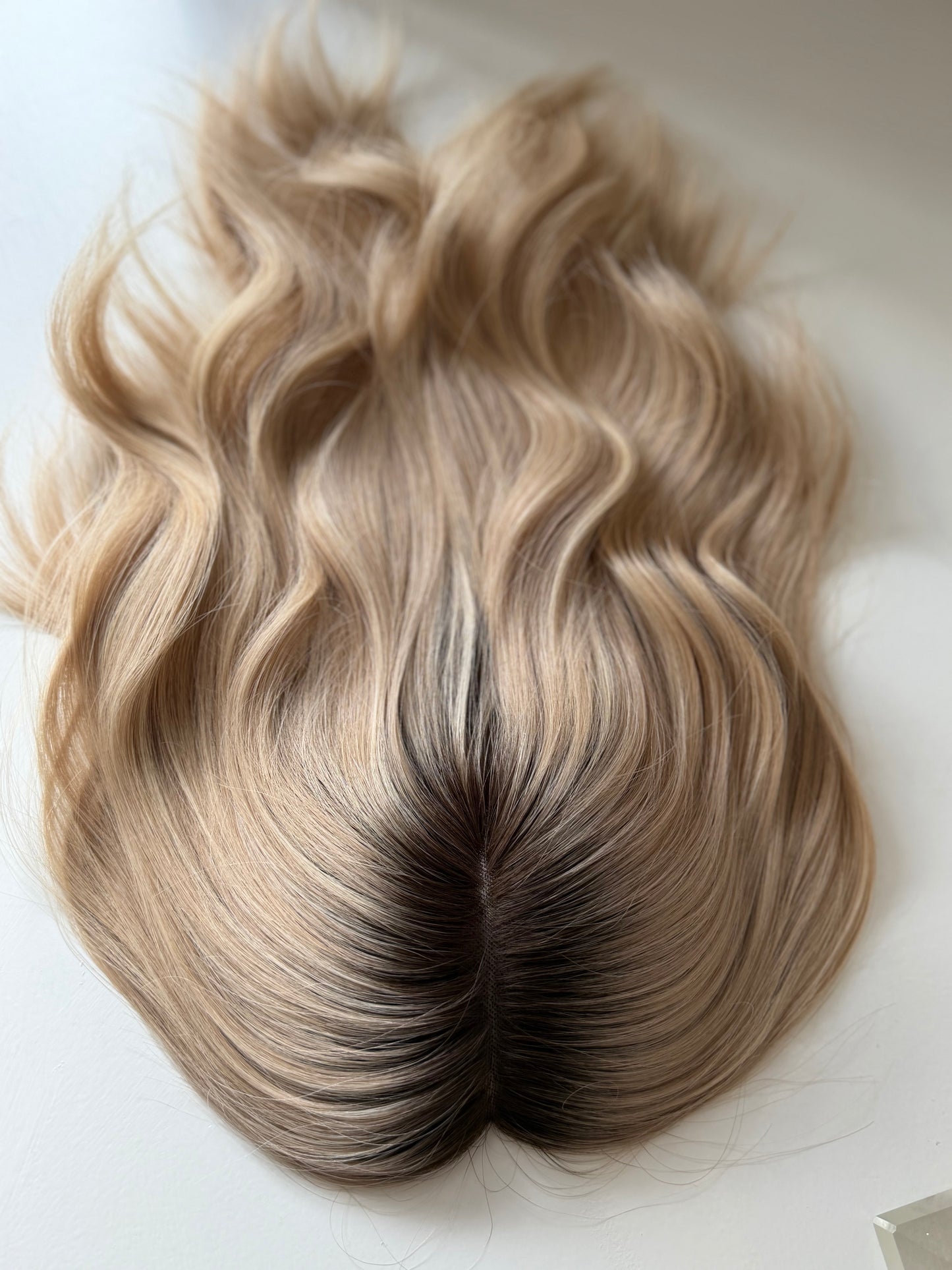 Wheat luxury human hair topper by Tresselle London. Lightweight mono construction for natural volume, effortless wear and a beautifully undetectable finish.