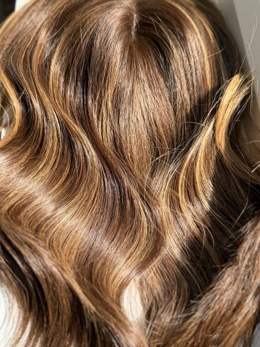 Hazel luxury human hair topper by Tresselle London. Lightweight mono construction for natural volume, effortless wear and a beautifully undetectable finish.