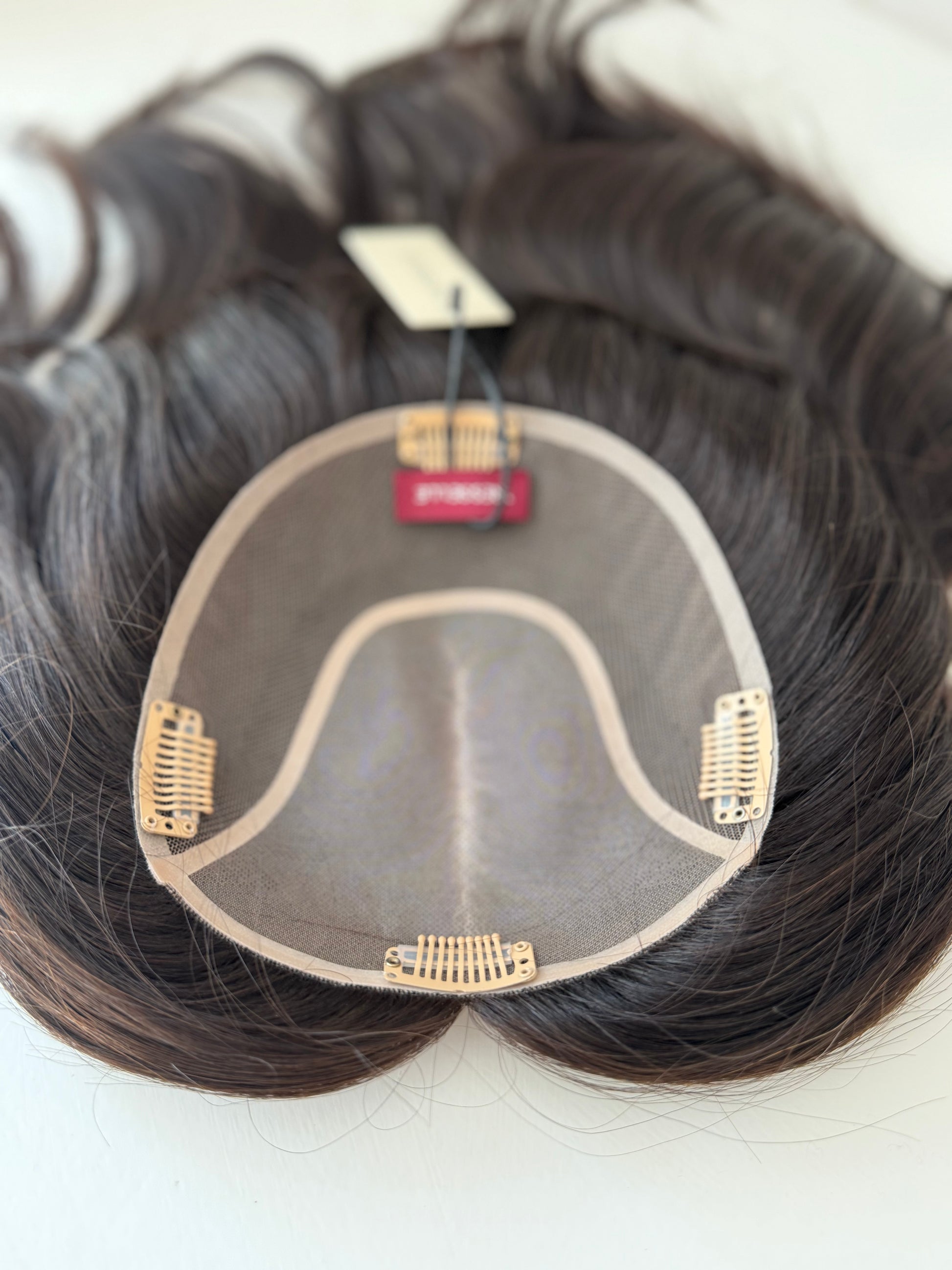Espresso luxury human hair mono topper by Tresselle London, designed for effortless volume, lightweight wear and a naturally undetectable finish.