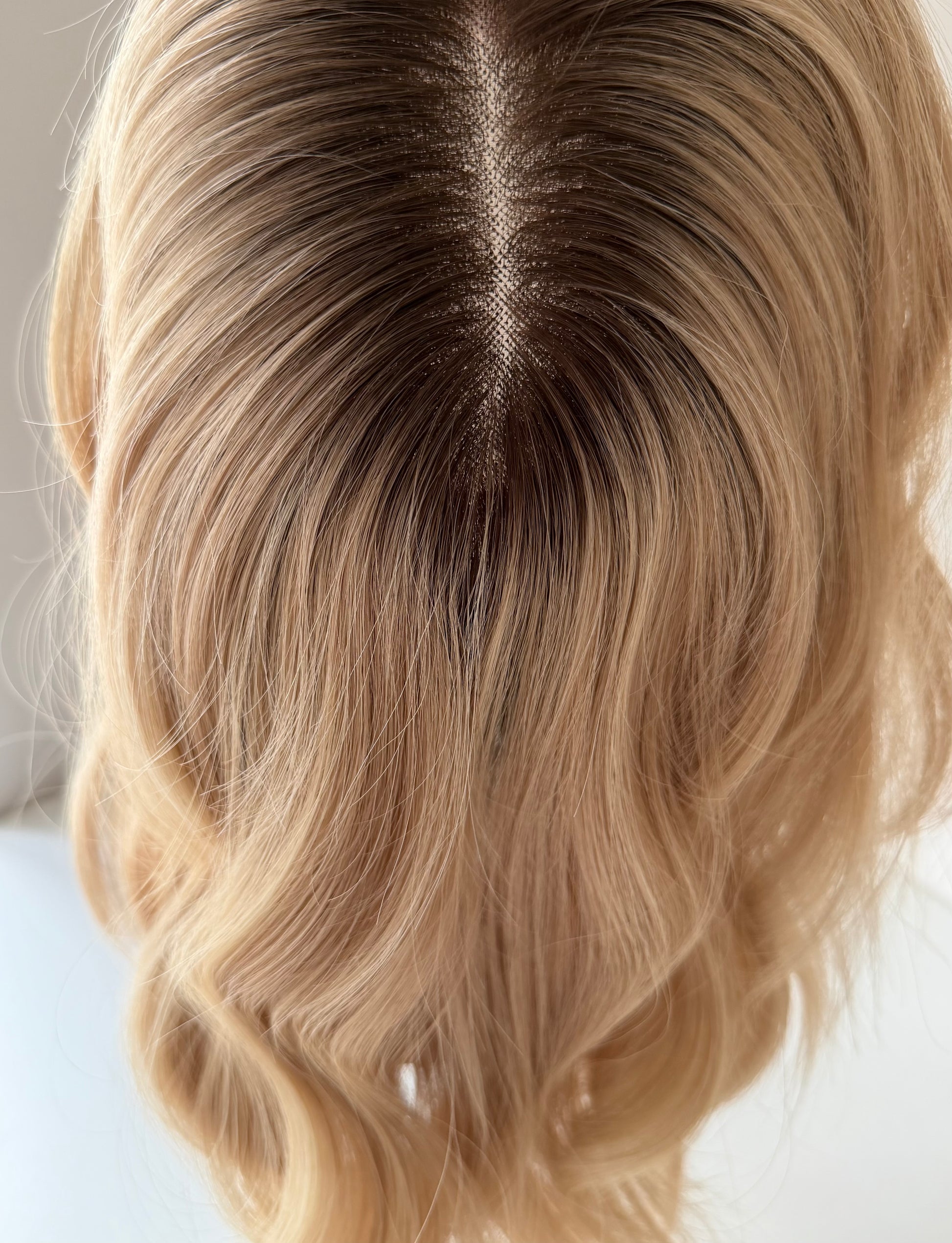 Wheat luxury human hair topper by Tresselle London. Lightweight mono construction for natural volume, effortless wear and a beautifully undetectable finish.