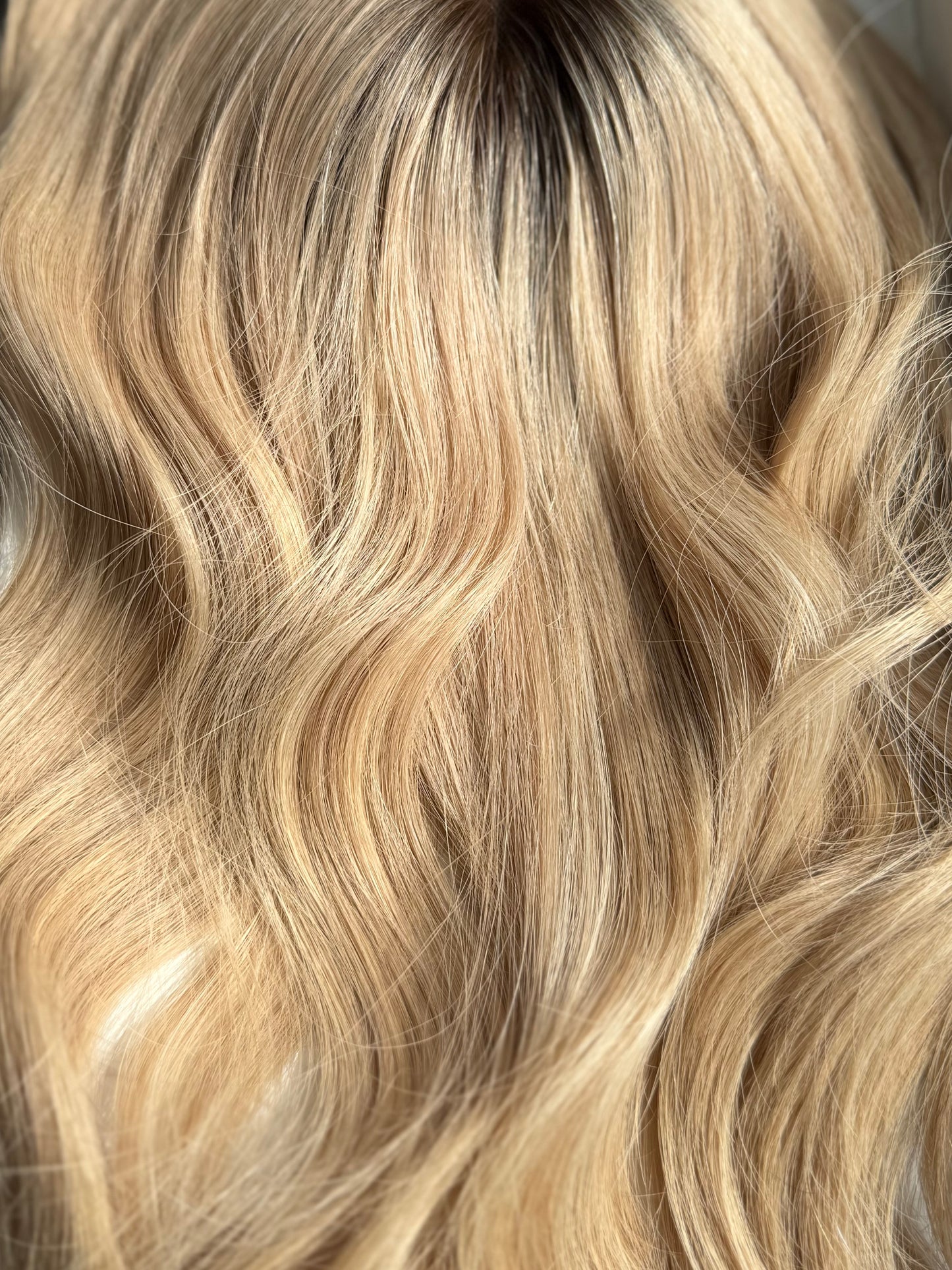 Champagne luxury human hair topper by Tresselle London. 