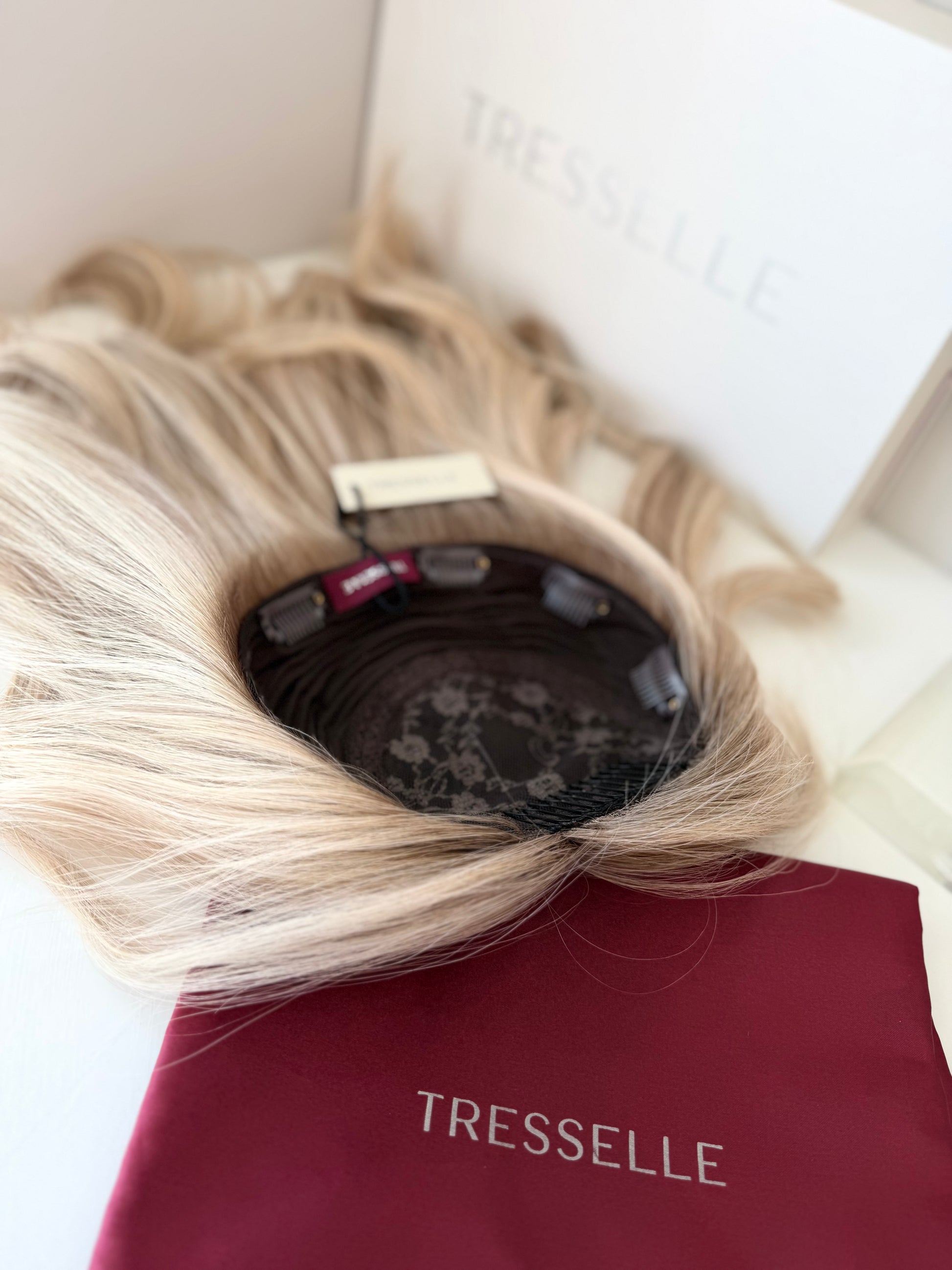Luxury human hair silk base topper by Tresselle London, designed for natural crown density, discreet fullness and seamless blending.