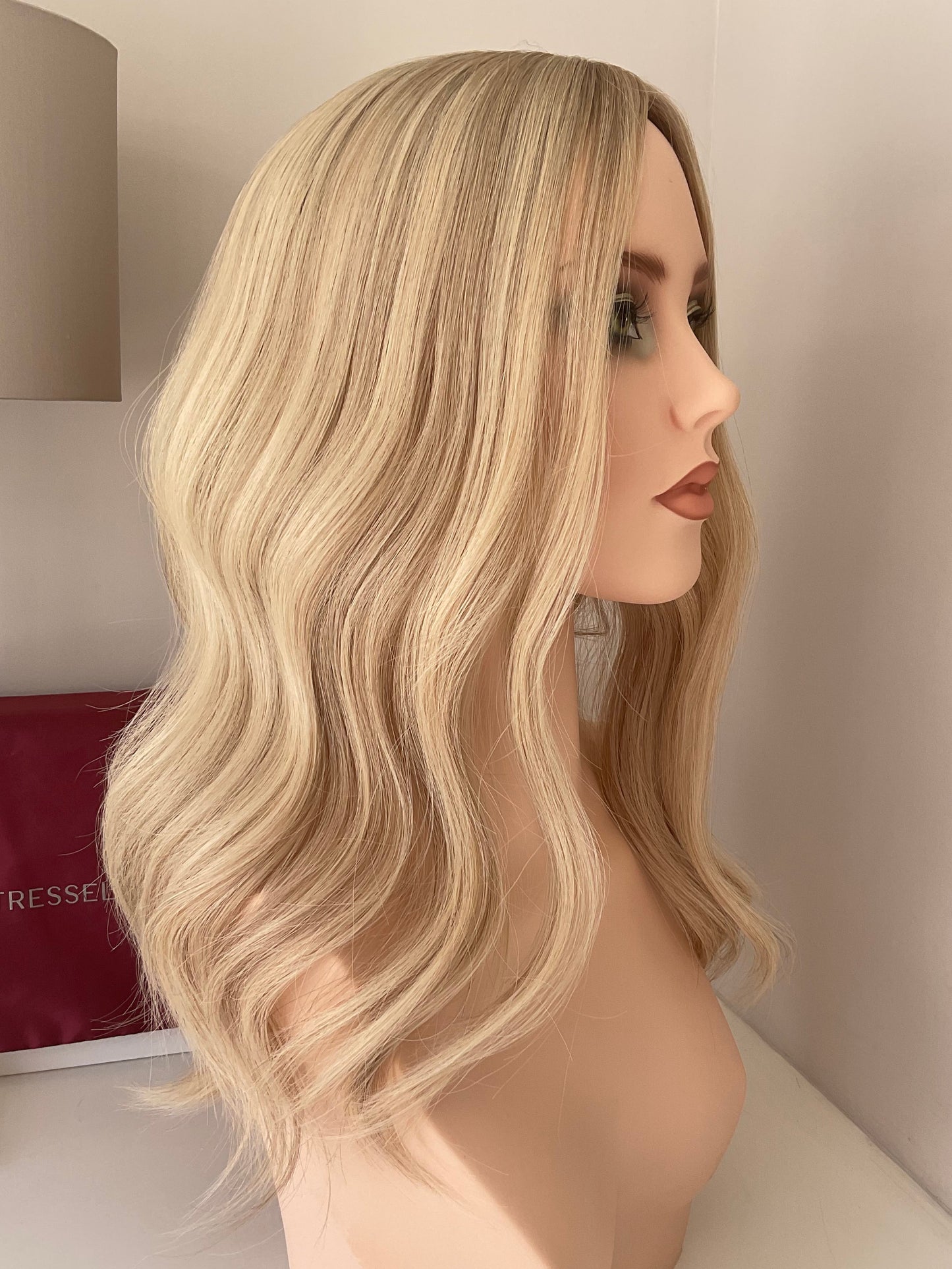Stockholm Blonde luxury human hair silk base topper by Tresselle London, designed for natural crown density, discreet fullness and seamless blending.