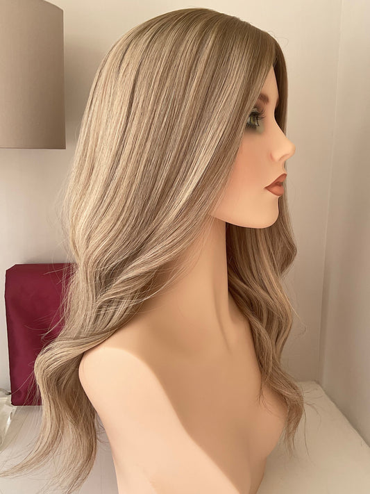 Vienna Blonde luxury human hair silk base topper by Tresselle London, designed for natural crown density, discreet fullness and seamless blending.