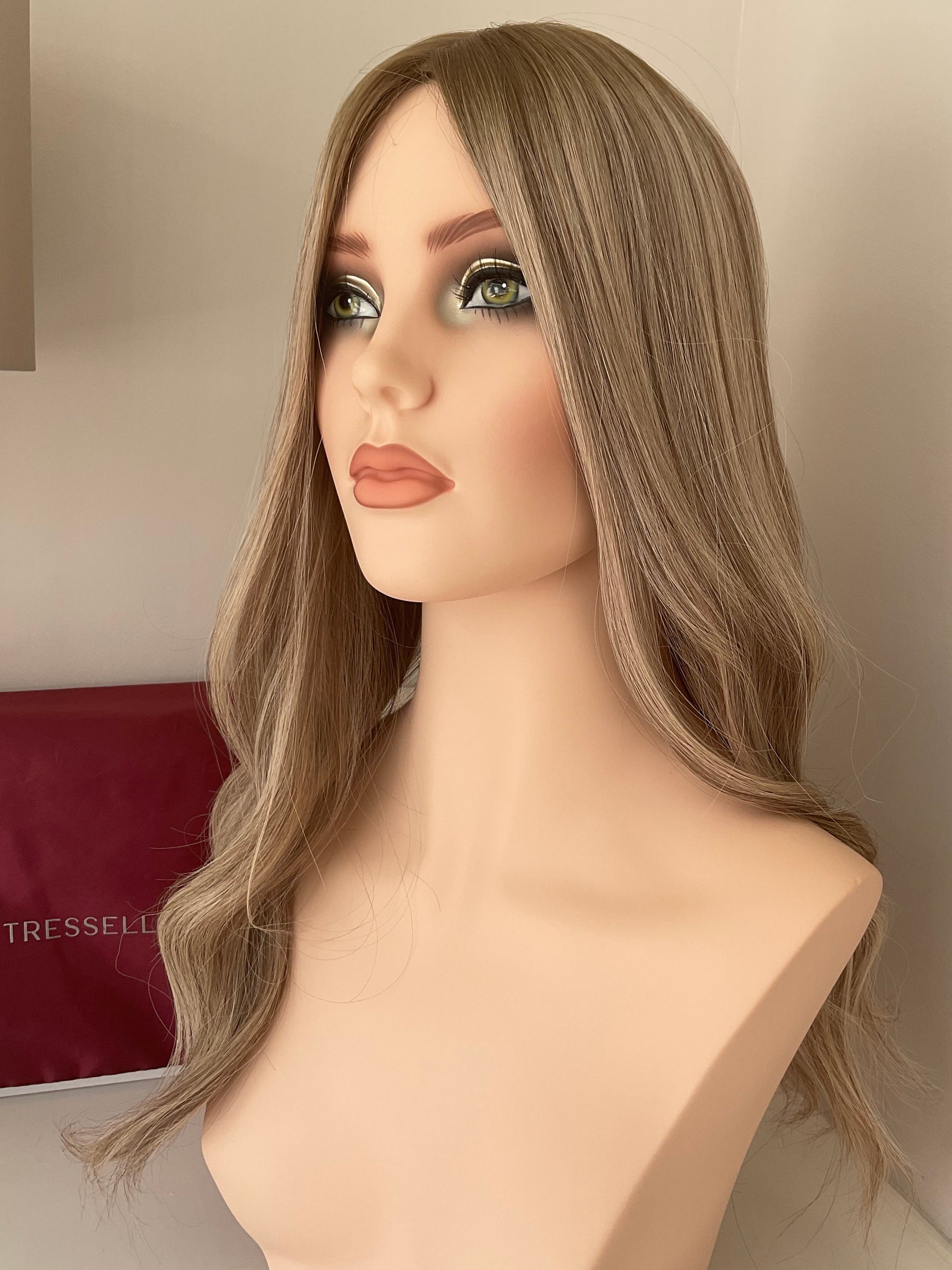 Vienna Blonde luxury human hair silk base hair topper by Tresselle London, designed for natural crown density, discreet fullness and seamless blending.