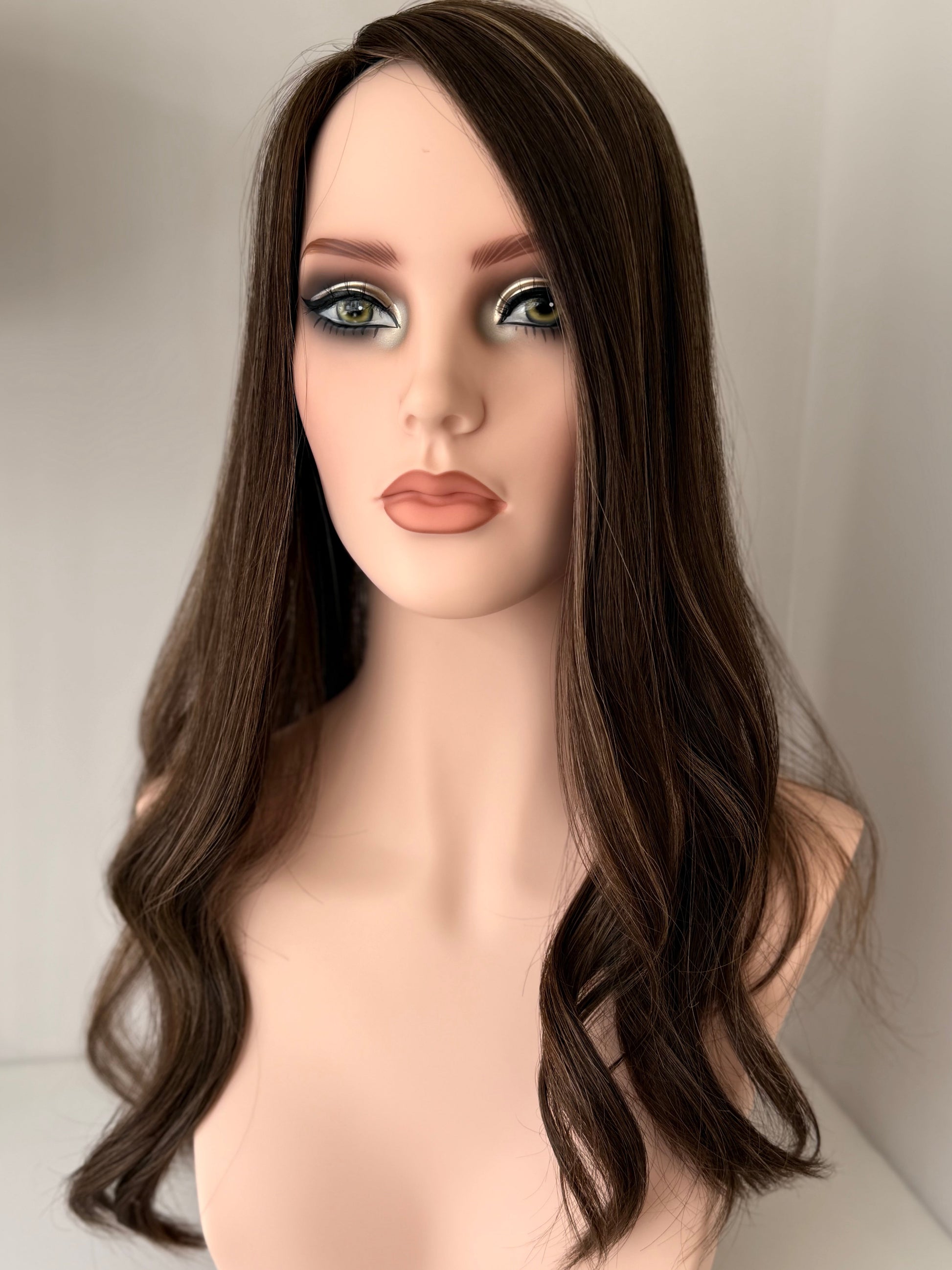 Sorrento Glow luxury human hair silk base hair topper by Tresselle London, designed for natural crown density, discreet fullness and seamless blending.